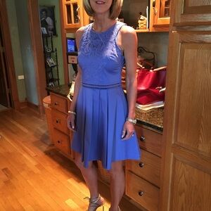 Parker Blue Halter Fit and Flare Mini Dress